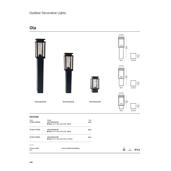 Φωτιστικό φανάρι δαπέδου 28cm  VK/03066/28/B