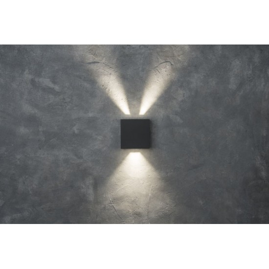 LED Απλίκα Εξωτερικού Χώρου GEMINI BEAMS Up & Down 7.5W 4000K IP54 Σκούρο Γκρι