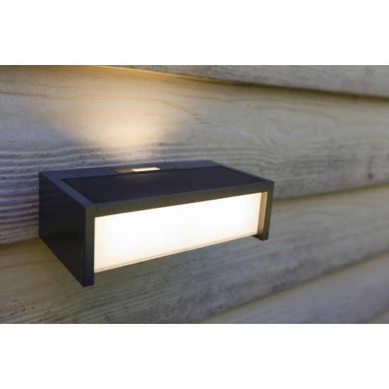 Ηλιακή LED Απλίκα Τοίχου TELIS με Αισθητήρα PIR 11W 3000K IP54 Σκούρο Γκρι