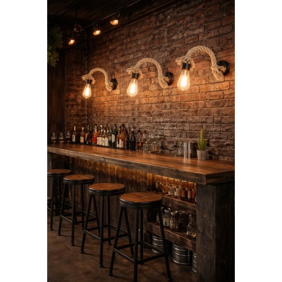 Φωτιστικό απλίκα τοίχου N.2004 (BDA2004) – Industrial με σχοινί