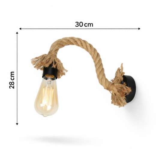 Φωτιστικό απλίκα τοίχου N.2004 (BDA2004) – Industrial με σχοινί