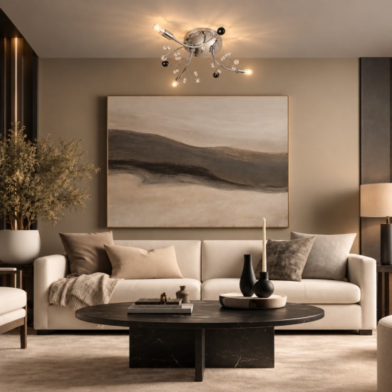 Κρυστάλλινο Φωτιστικό Οροφής N.10 Rivoli – Χρώμιο | BronzeDesign
