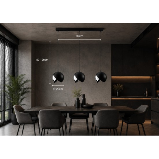 Industrial Φωτιστικό Ράγας BDC121 με Μεταλλικές Σφαίρες Ø20cm | Bronze Design