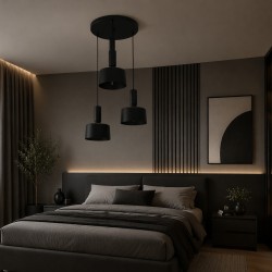 BDC230 Industrial Τριπλό Φωτιστικό Οροφής Μαύρο Ματ | BronzeDesign