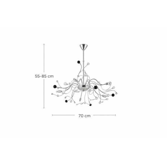Κρεμαστό Φωτιστικό Οροφής Nerus Χρωμίου με Κρυστάλλινες Λεπτομέρειες – Statement Design (BDP03)