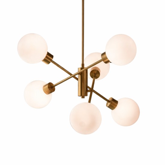  Κρεμαστό Φωτιστικό Σαλονιού N.100 – Οξυντέ Πολύφωτο με Οπάλινες  Μπάλες