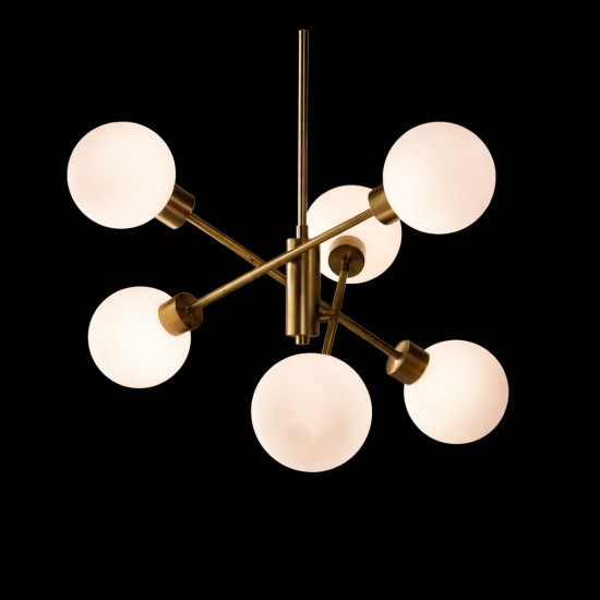  Κρεμαστό Φωτιστικό Σαλονιού N.100 – Οξυντέ Πολύφωτο με Οπάλινες  Μπάλες