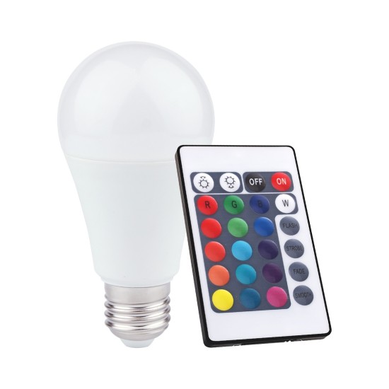 Λάμπα LED RGB E27 A60 10W 935lm με Τηλεχειριστήριο Eko-Light