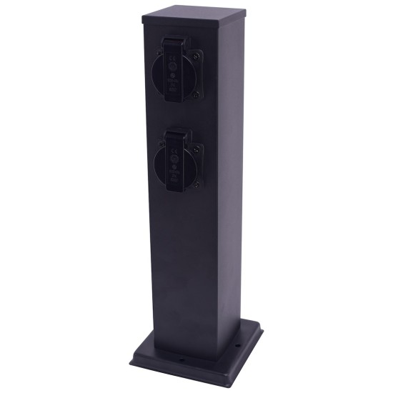 Κολώνα Ρεύματος Κήπου 40cm με 2 Πρίζες IP44 Μαύρη Eko-Light