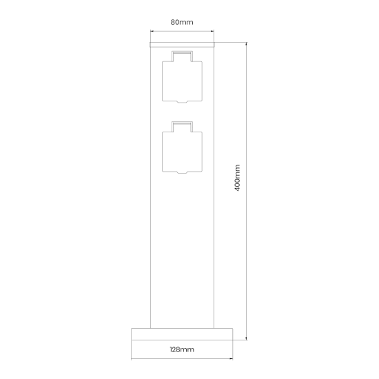 Κολώνα Ρεύματος Κήπου 40cm με 2 Πρίζες IP44 Μαύρη Eko-Light