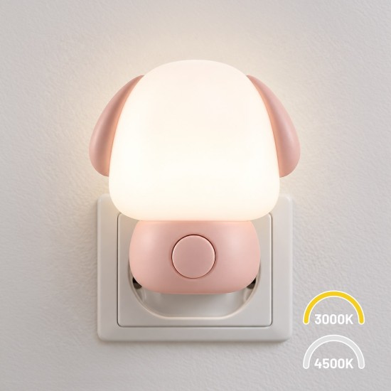 Φωτάκι Νυκτός Πρίζας LED Puppy Ροζ 1,2W 2CCT – EKW0087