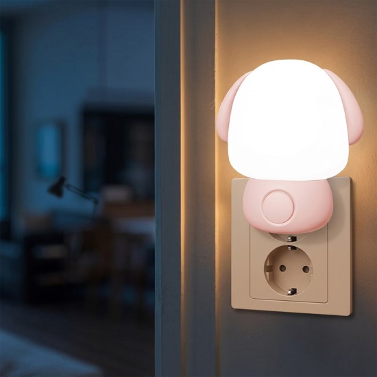 Φωτάκι Νυκτός Πρίζας LED Puppy Ροζ 1,2W 2CCT – EKW0087