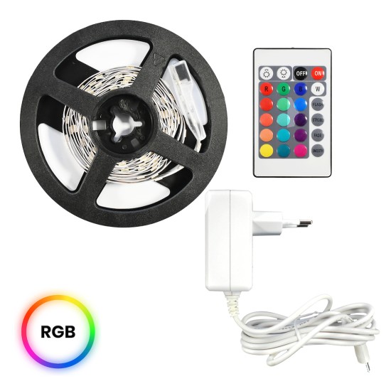 Σετ Ταινίας LED RGB 3m 8W IP54 με Τηλεχειριστήριο και Controller - Eko-Light