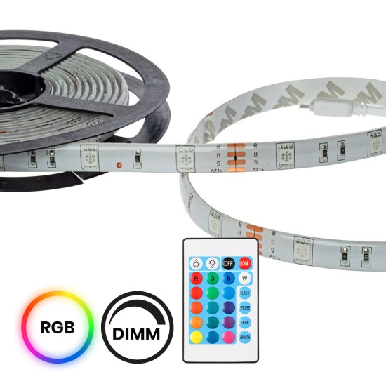 Σετ Ταινίας LED RGB 5m 4,8W/m IP65 με Τηλεχειριστήριο και Controller - Eko-Light