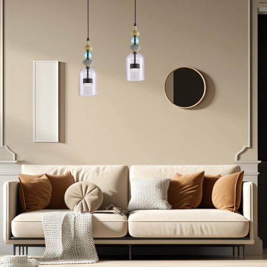 Κρεμαστό Φωτιστικό ARTE 12W LED Μαύρο Multicolor Ø13cm 3000K