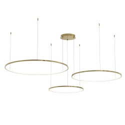 Τρίφωτο Κρεμαστό Φωτιστικό LED SATURNO 100W 4000K Χρυσό 180cm - Milagro ML0847