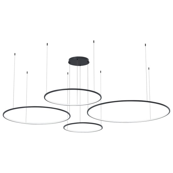 Τετράφωτο Κρεμαστό Φωτιστικό LED SATURNO 120W 4000K Μαύρο 220cm - Milagro ML0848