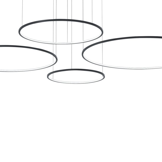 Τετράφωτο Κρεμαστό Φωτιστικό LED SATURNO 120W 4000K Μαύρο 220cm - Milagro ML0848