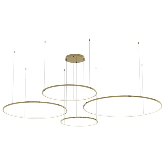 Τετράφωτο Κρεμαστό Φωτιστικό LED SATURNO 120W 4000K Χρυσό 220cm - Milagro ML0849