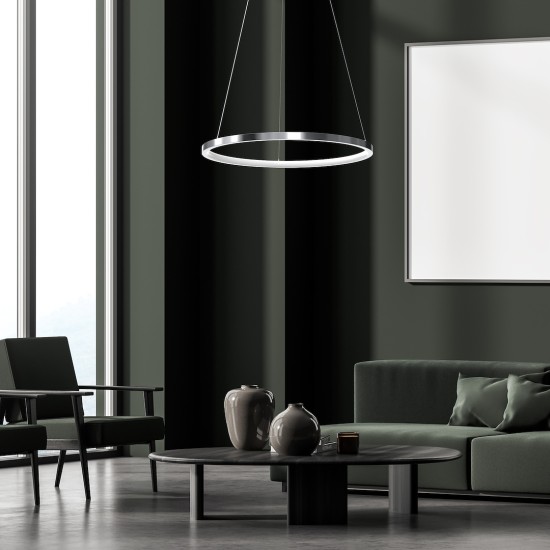 Κρεμαστό Φωτιστικό LED Hoop Χρωμέ 27W 4000K – Milagro ML1549