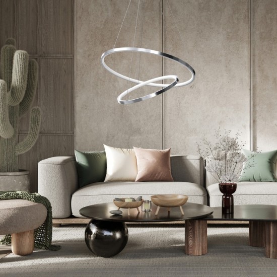 Κρεμαστό Φωτιστικό LED Hoop Χρωμέ 51W 4000K – Milagro ML1550