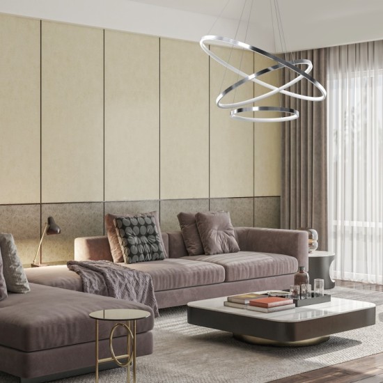 Κρεμαστό Φωτιστικό LED Hoop Χρωμέ 93W 4000K – Milagro ML1551