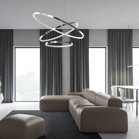 Κρεμαστό Φωτιστικό LED Hoop Χρωμέ 93W 4000K – Milagro ML1551
