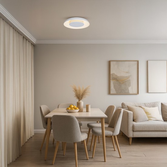Πλαφονιέρα Οροφής LED Piattino 30W Ø40cm 3CCT 3000K-4000K-6000K Λευκή - Milagro ML1810