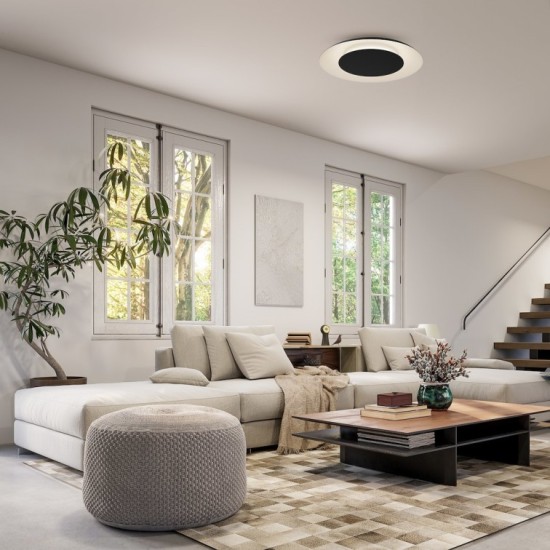Πλαφονιέρα Οροφής LED Piattino 30W Ø40cm 3CCT 3000K-4000K-6000K Μαύρη - Milagro ML1811