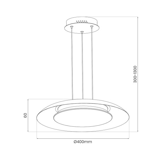 Κρεμαστό Φωτιστικό LED Piattino 30W 3CCT Μαύρο Ø40 cm – ML1814
