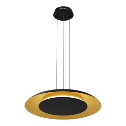 Κρεμαστό Φωτιστικό LED Piattino 30W 3CCT Μαύρο–Χρυσό Ø40 cm – ML1815