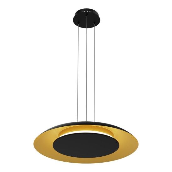 Κρεμαστό Φωτιστικό LED Piattino 30W 3CCT Μαύρο–Χρυσό Ø40 cm – ML1815