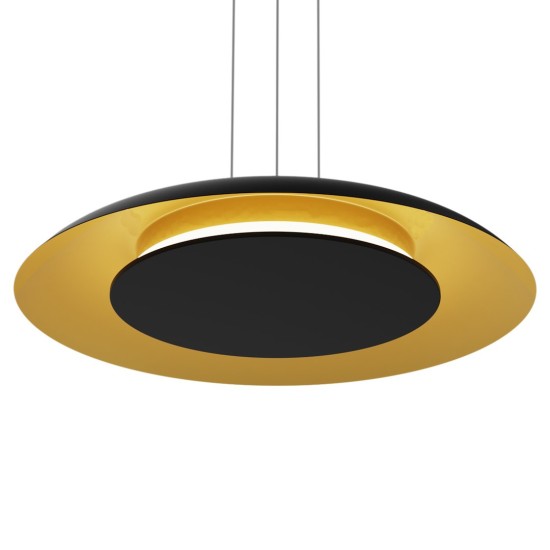 Κρεμαστό Φωτιστικό LED Piattino 30W 3CCT Μαύρο–Χρυσό Ø40 cm – ML1815