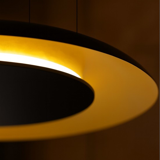 Κρεμαστό Φωτιστικό LED Piattino 30W 3CCT Μαύρο–Χρυσό Ø40 cm – ML1815