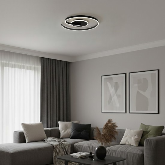  LED LORENZO Φωτιστικό οροφής ΜΑΥΡΟ 22W