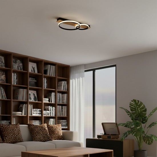 Φωτιστικό Οροφής LED ROWENA Μαύρο–Ξύλο 14W 4000K – Milagro ML1851