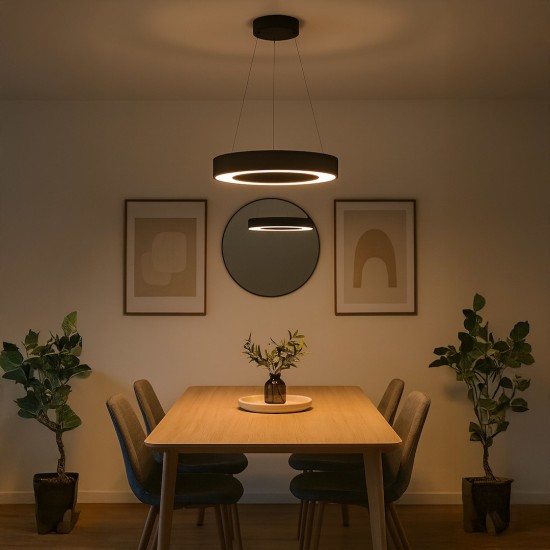 Κρεμαστό Φωτιστικό LED Union Μαύρο 40W 3CCT 3000K–4000K–6000K – Milagro ML1866