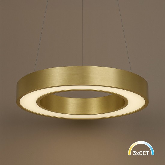 Κρεμαστό Φωτιστικό LED Union Χρυσό 40W 3CCT 3000K–4000K–6000K – Milagro ML1867
