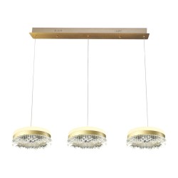 Τρίφωτο Κρεμαστό Φωτιστικό LED PRECIOSA 60W 4000K Χρυσό 90cm - Milagro ML1894