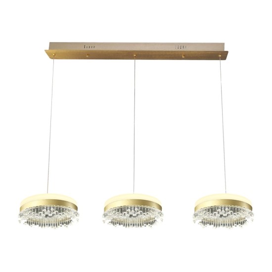 Τρίφωτο Κρεμαστό Φωτιστικό LED PRECIOSA 60W 4000K Χρυσό 90cm - Milagro ML1894