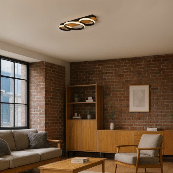 Φωτιστικό Οροφής LED ROWENA Μαύρο–Ξύλο 18W 4000K – Milagro ML2060