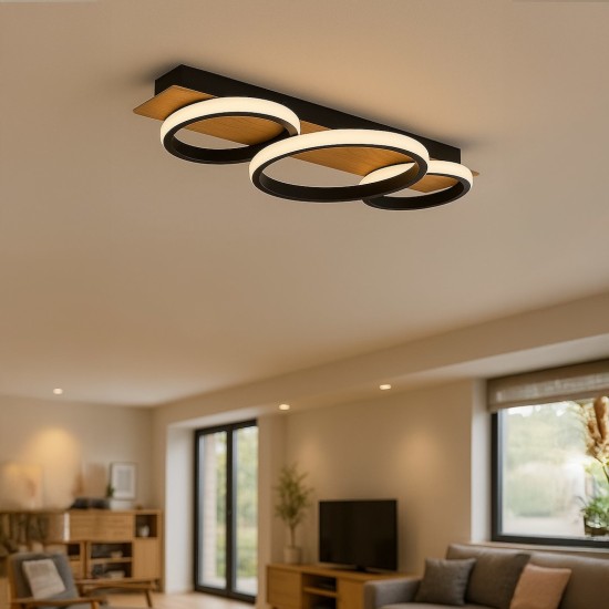Φωτιστικό Οροφής LED ROWENA Μαύρο–Ξύλο 18W 4000K – Milagro ML2060
