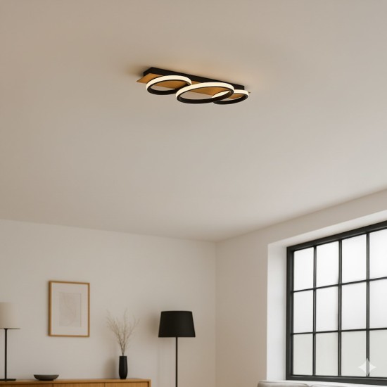Φωτιστικό Οροφής LED ROWENA Μαύρο–Ξύλο 18W 4000K – Milagro ML2060
