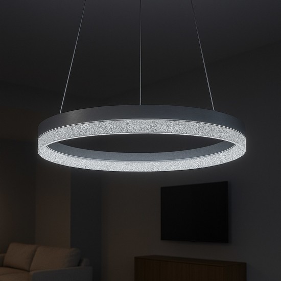 Μοντέρνο Κρεμαστό Φωτιστικό LED GALA Silver 25W Inox