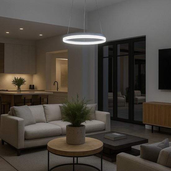 Μοντέρνο Κρεμαστό Φωτιστικό LED GALA Silver 25W Inox