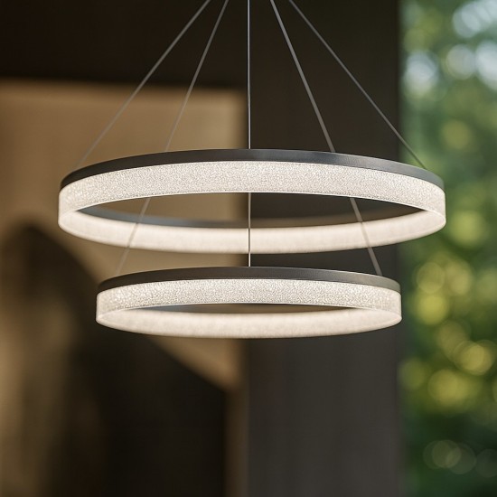 Μοντέρνο Κρεμαστό Φωτιστικό LED GALA Silver 54W Inox