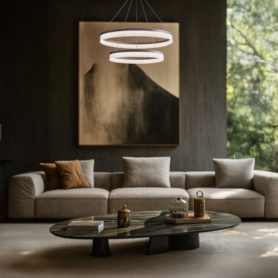 Μοντέρνο Κρεμαστό Φωτιστικό LED GALA Silver 54W Inox