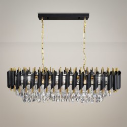 Κρυστάλλινο Κρεμαστό Φωτιστικό Cristal 10xE14 Μαύρο Χρυσό