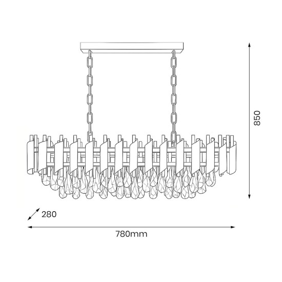 Κρυστάλλινο Κρεμαστό Φωτιστικό Cristal 10xE14 Μαύρο Χρυσό