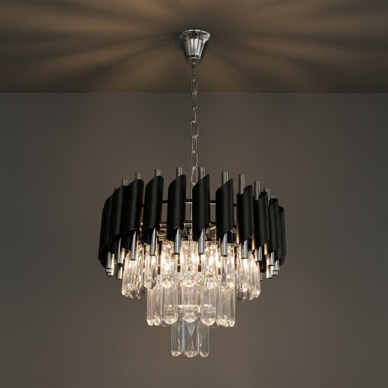 Κρυστάλλινο Πολύφωτο Cristal Chrome 5xE14 Μαύρο Χρώμιο
